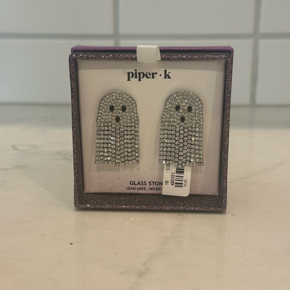 Piper K Sparkly  Rhinestone Ghost Earrings